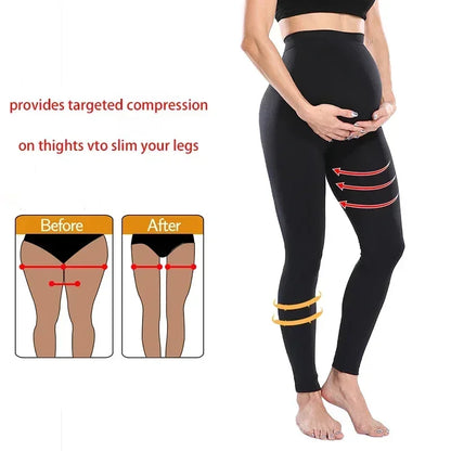 Elastic High Waist Leggings for Belly Support and Postpartum Fitness