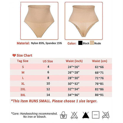 High Waist Tummy Control Thong Shaper for Women Slimming