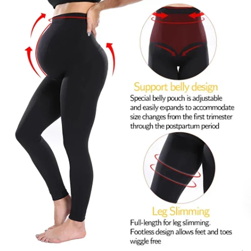 Elastic High Waist Leggings for Belly Support and Postpartum Fitness