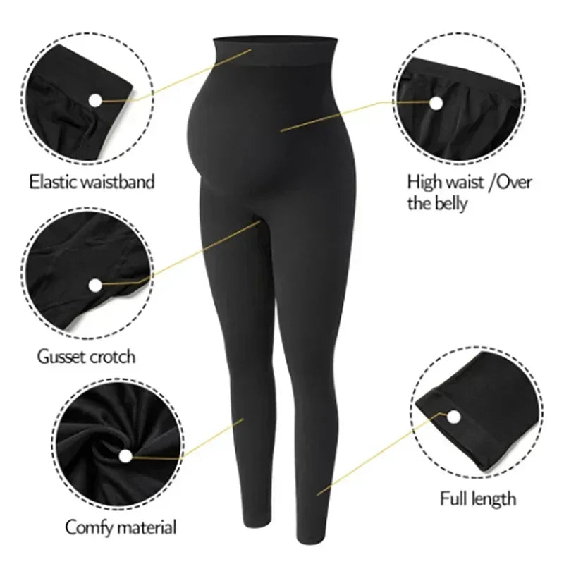 Elastic High Waist Leggings for Belly Support and Postpartum Fitness